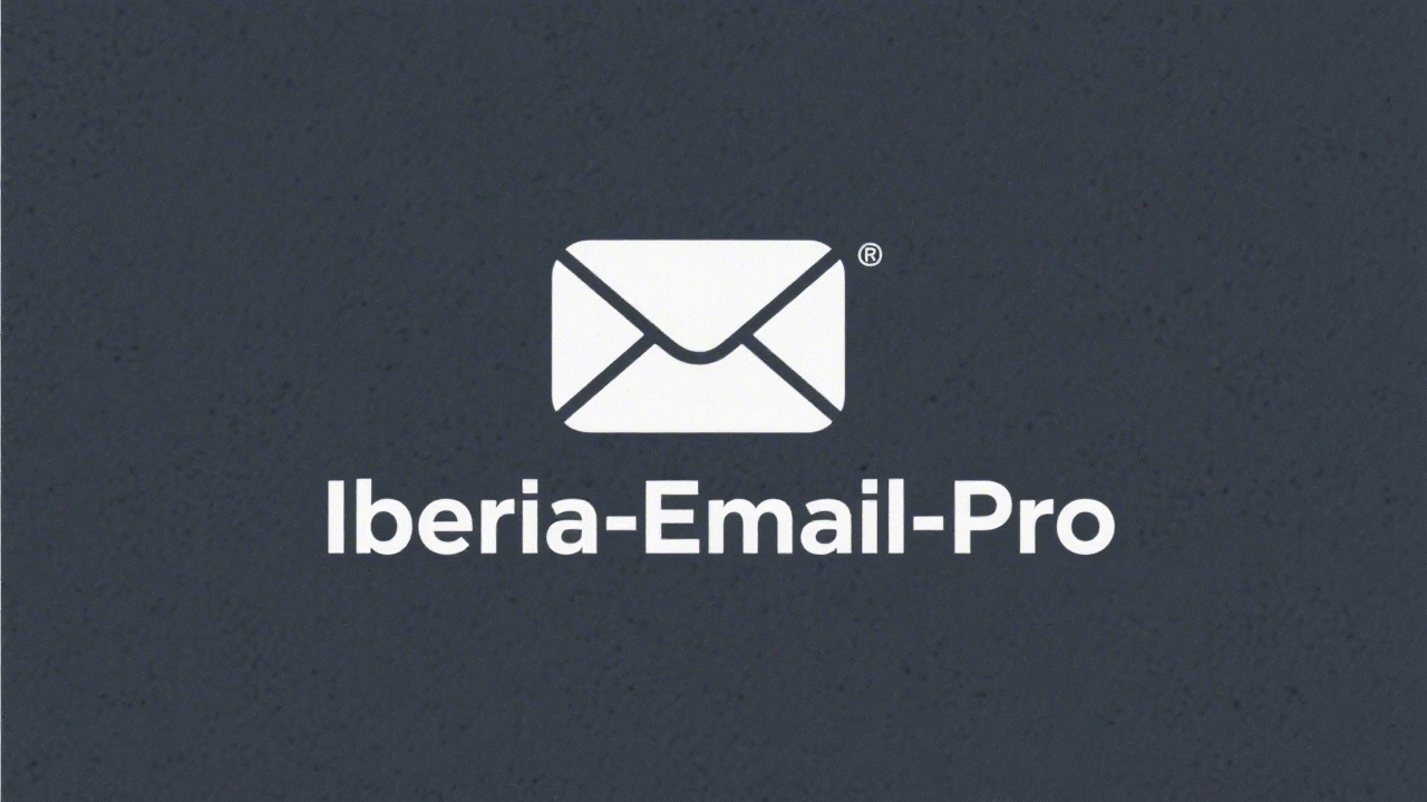 Minimal professional logotype reading IberiaEmail Pro in clean sans-serif typography with simple envelope icon, designed for easy recognition and clear brand presence.